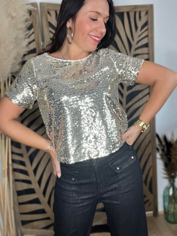 Top à sequins dorés - Modèle Sonia