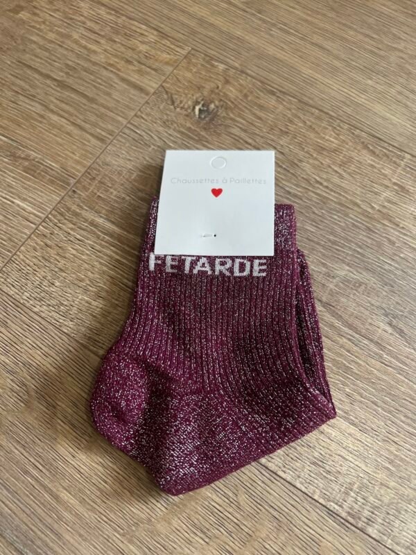chaussettes pailletées bordeaux fetarde chaussettes pailletées bordeaux fetarde