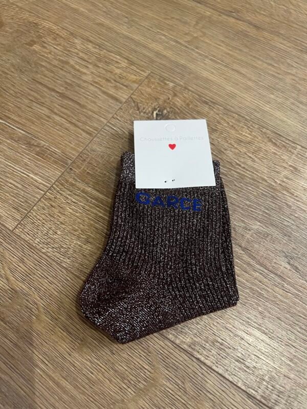 chaussettes pailletées marron garce