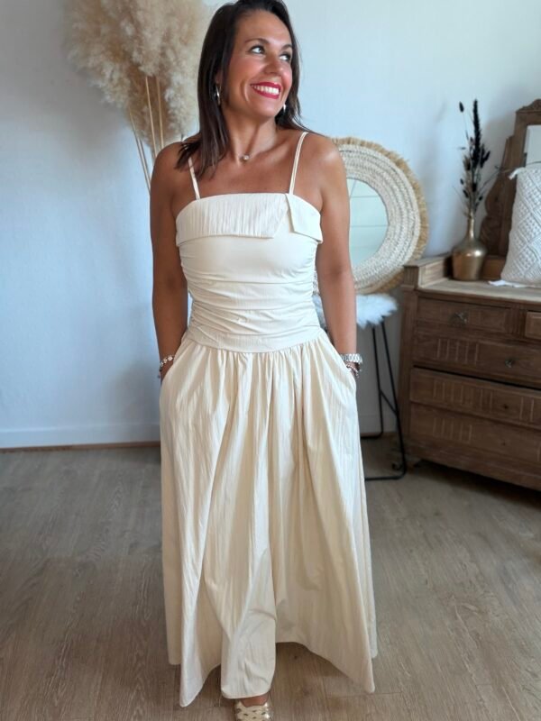 Robe longue beige  bohème – Modèle Nine