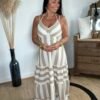 Robe longue rayé beige – Modèle Rebecca