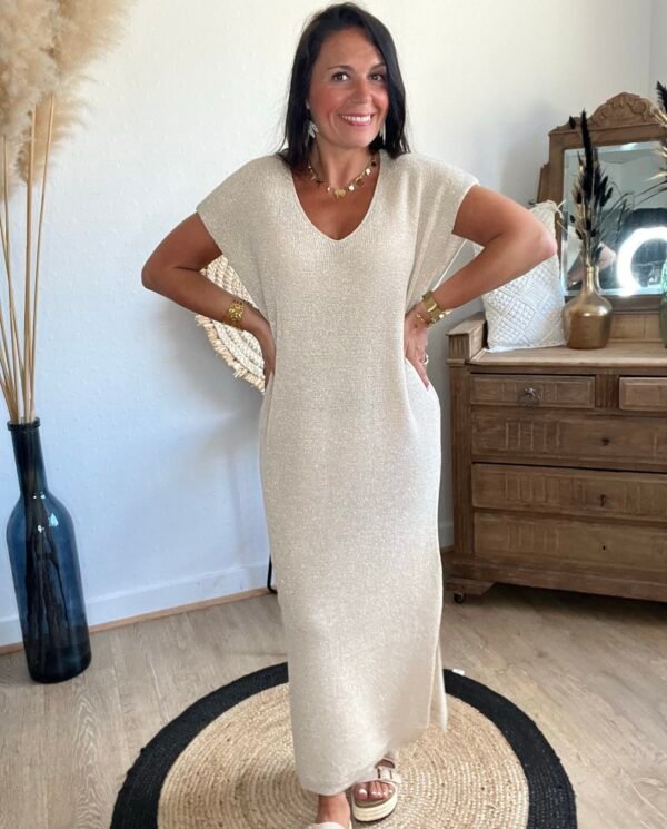 Robe manches courtes dore pailletté – Modèle Ibiza