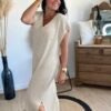Robe manches courtes dore pailletté – Modèle Ibiza