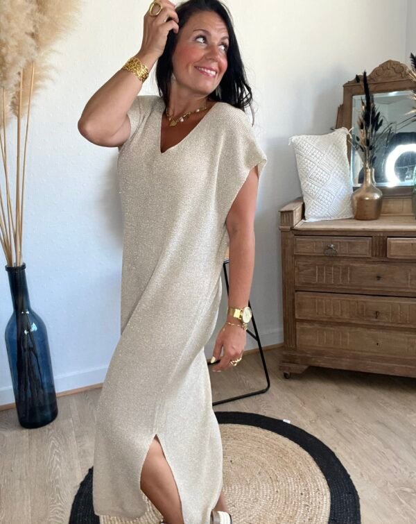 Robe manches courtes dore pailletté – Modèle Ibiza