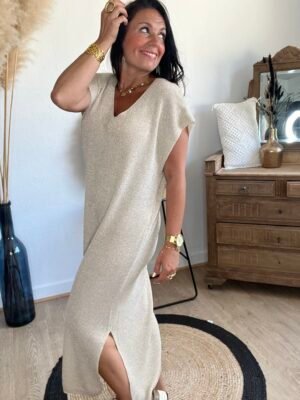 Robe manches courtes dore pailletté – Modèle Ibiza
