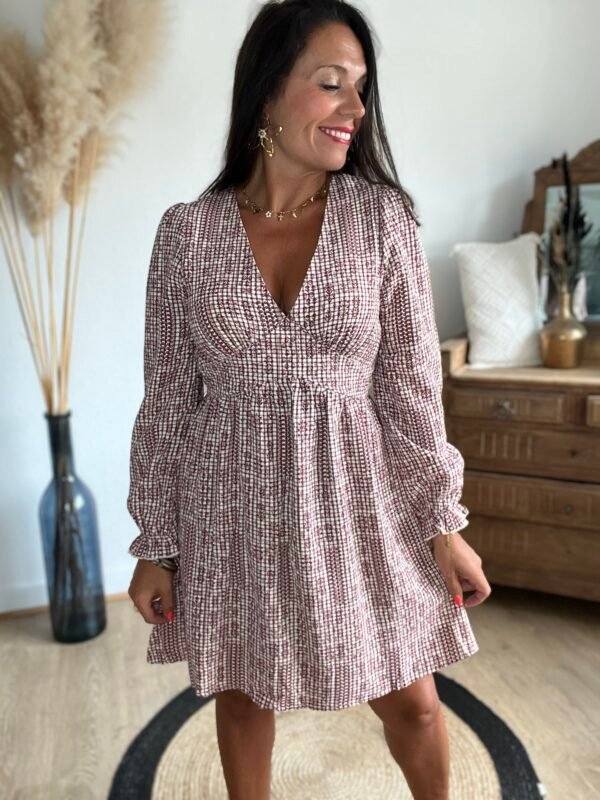 Robe imprimée bordeaux – Modèle Gabrielle