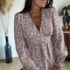 Robe imprimée bordeaux – Modèle Gabrielle