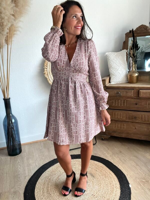 Robe imprimée bordeaux – Modèle Gabrielle