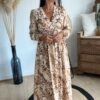 Robe longue imprimée marron  – Modèle  Axelle