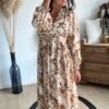 Robe longue imprimée marron  – Modèle  Axelle