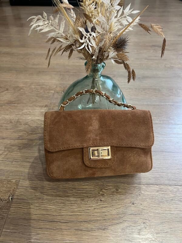 Sac en cuir Suédine camel – Modèle Carolina