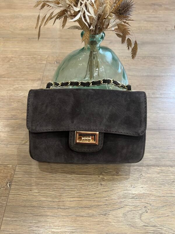 Sac en cuir Suédine marron – Modèle Carolina
