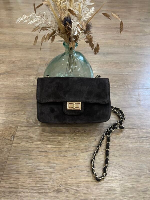 Sac en cuir Suédine marron – Modèle Carolina