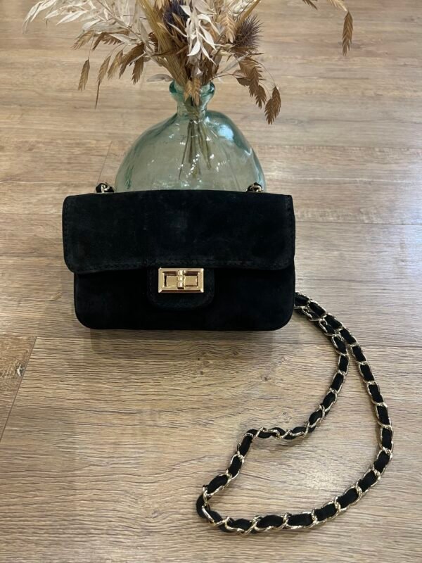 Sac en cuir Suédine noir  – Modèle Carolina