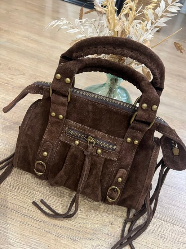 Sac en cuir Suédine choco – Modèle Capucine