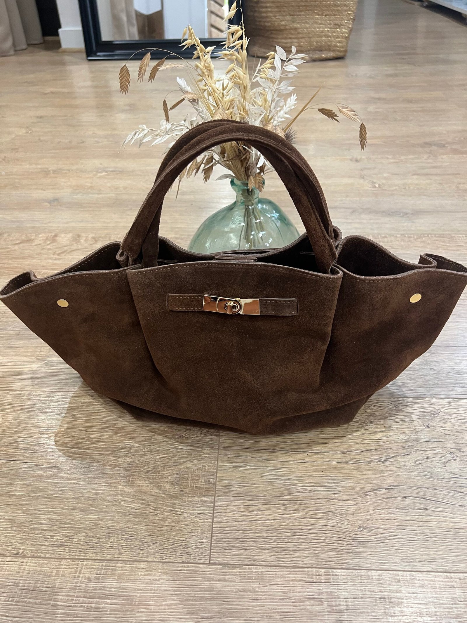 Sac en cuir Suédine Marron – Modèle Lena