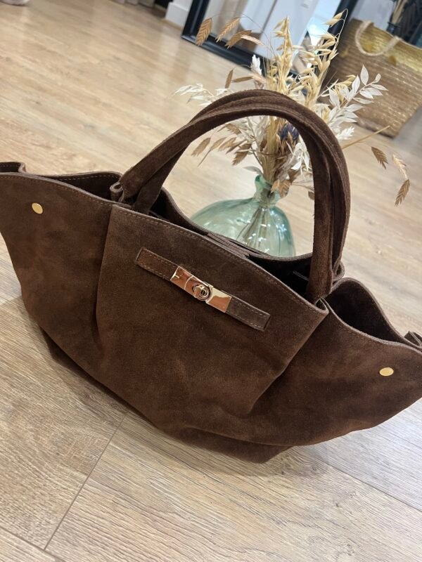 Sac en cuir Suédine Marron – Modèle Lena