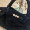 Sac en cuir Suédine noir – Modèle Lena