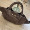 Sac en cuir Suédine taupe  – Modèle Lena