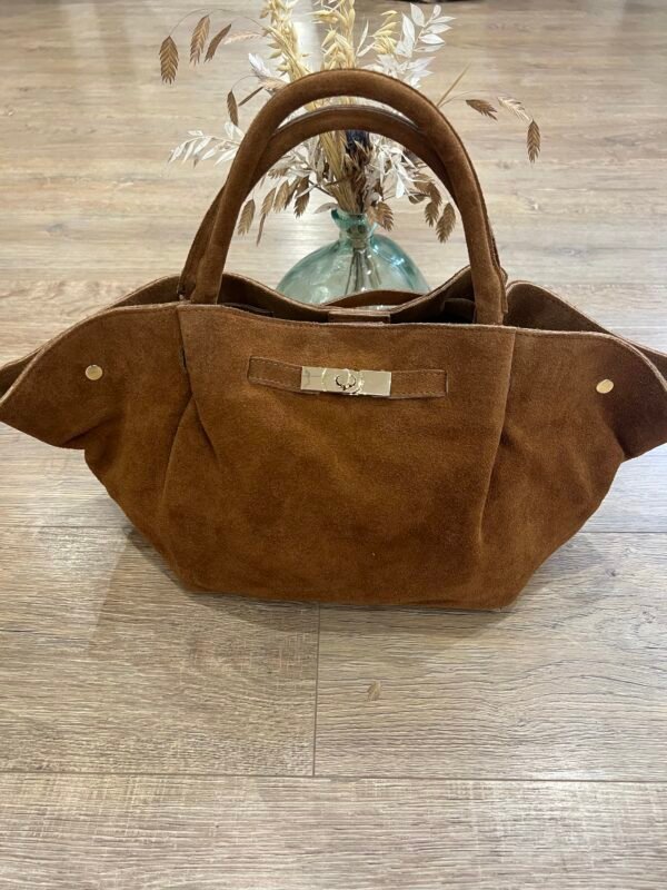 Sac en cuir Suédine camel – Modèle Lena