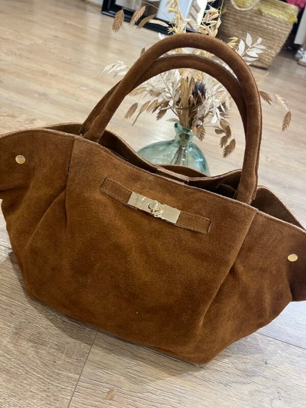Sac en cuir Suédine camel – Modèle Lena