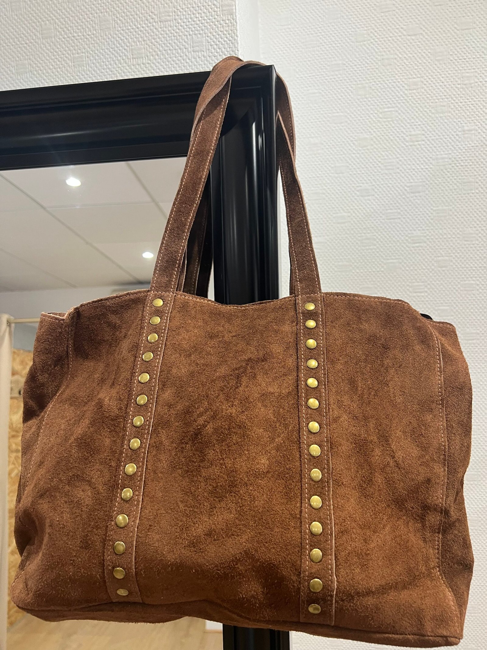Sac cabas en cuir Suédine camel – Modèle Camille
