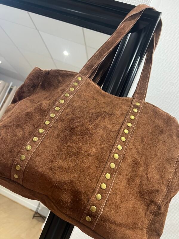 Sac cabas en cuir Suédine camel – Modèle Camille