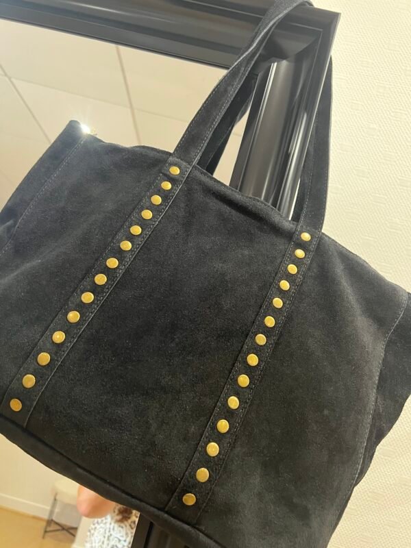 Sac cabas en cuir Suédine noir – Modèle Camille