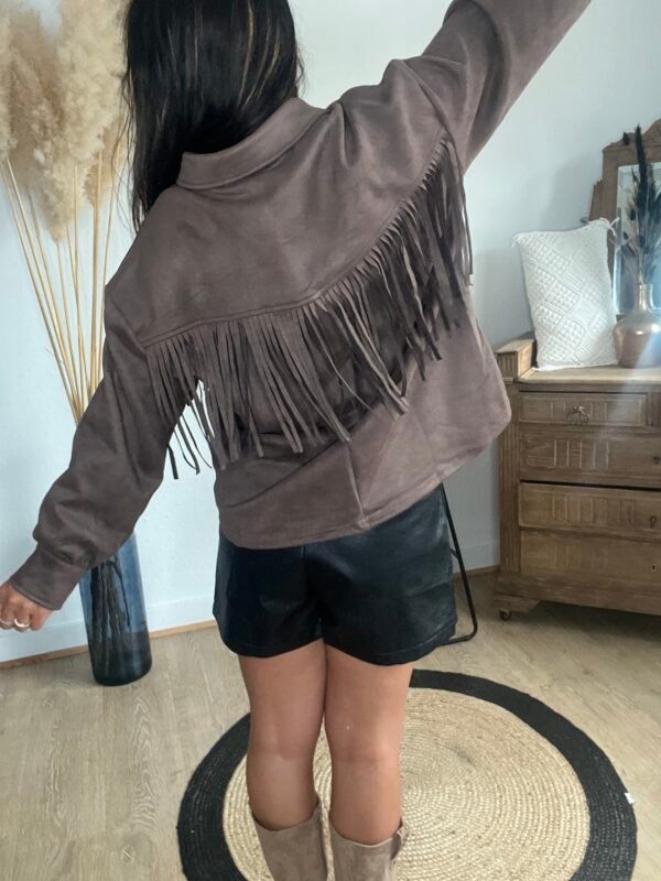 Chemise chocolat à franges – Modèle Charlotte
