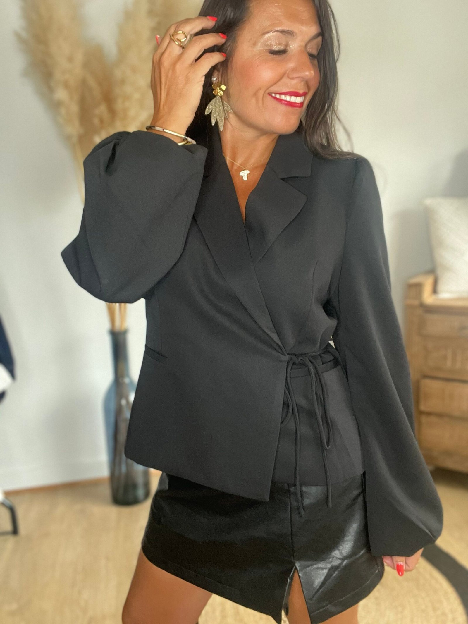 Blazer à lacets noir – Modèle Lou