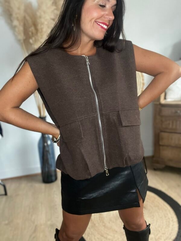 Veste choco sans manches à zip – Modèle Jamie