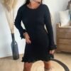 Robe noire côtelé – Modèle Mélanie