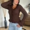Pull marron côtelé – Modèle Mareva