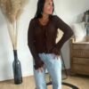 Pull marron côtelé – Modèle Mareva