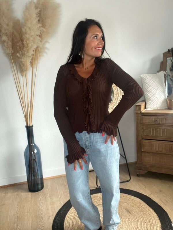 Pull marron côtelé – Modèle Mareva