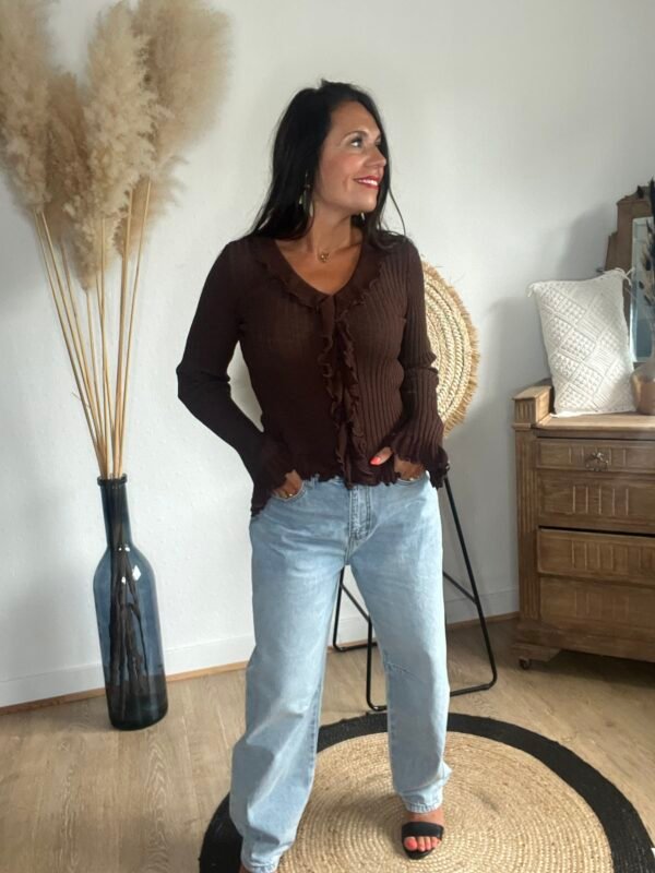 Pull marron côtelé – Modèle Mareva