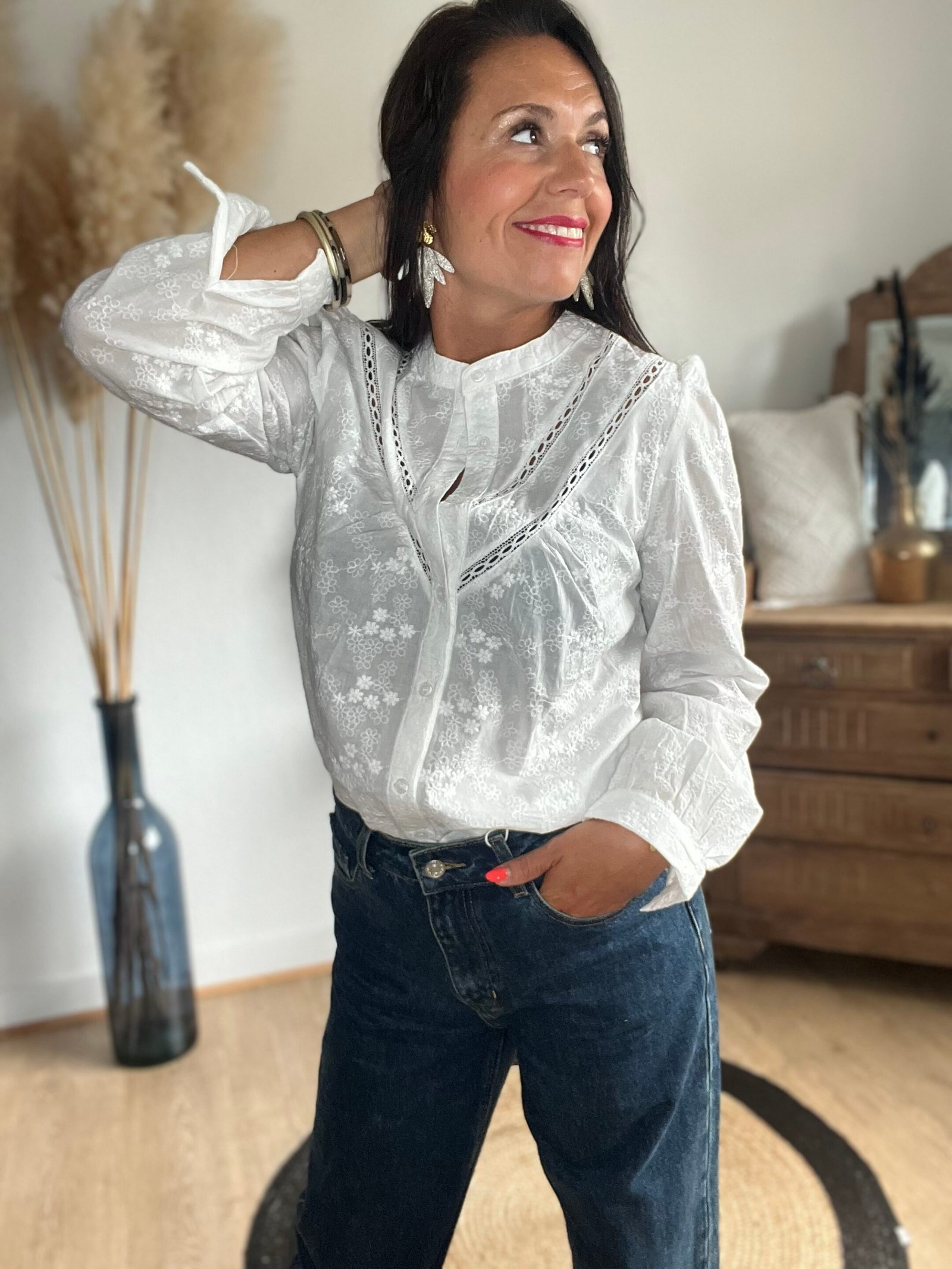 Chemise blanche brodée – Modèle Maria