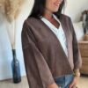 Veste suédine marron – Modèle Carlotta