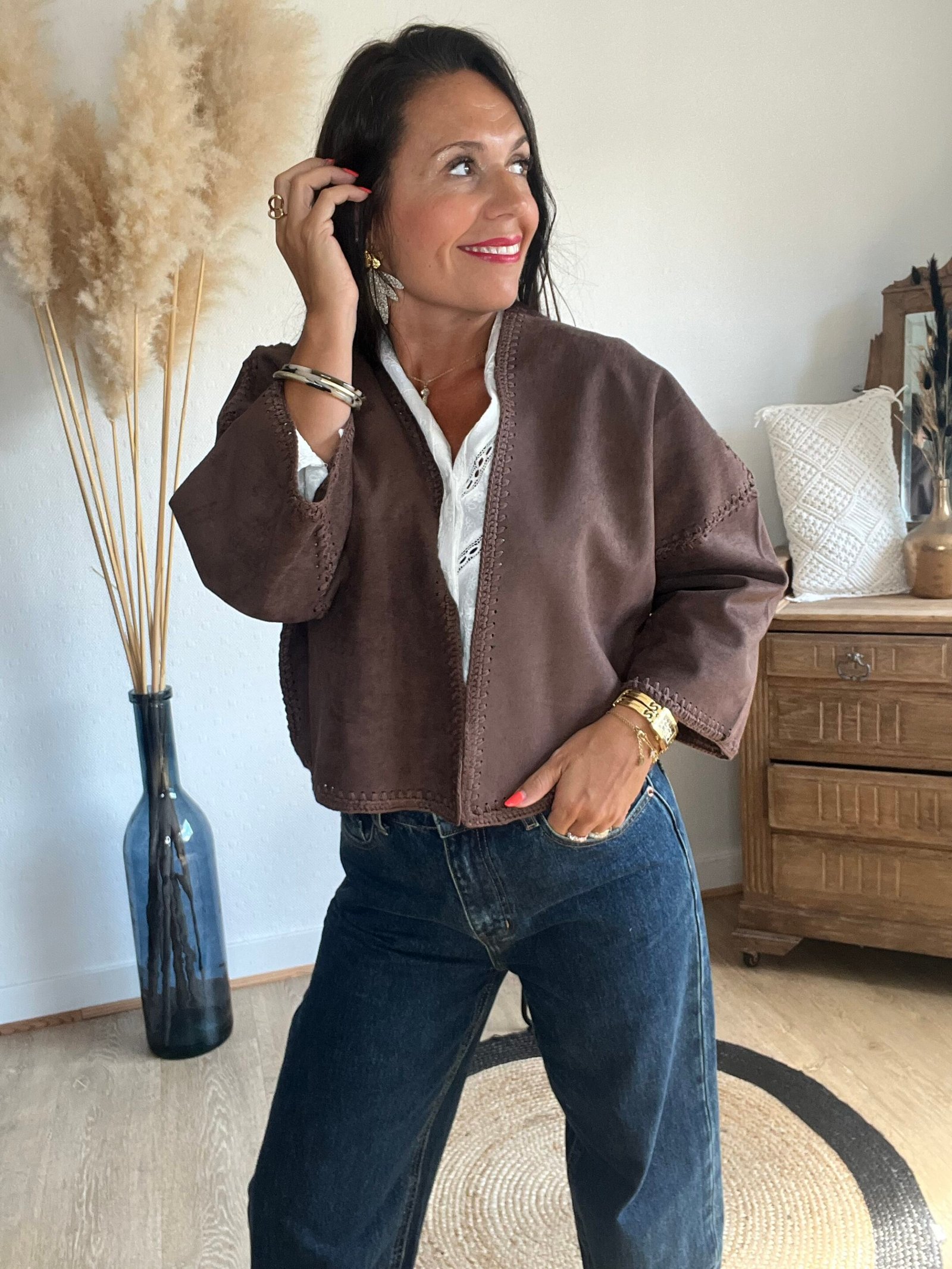 Veste suédine marron – Modèle Carlotta
