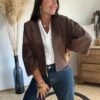 Veste suédine marron – Modèle Carlotta