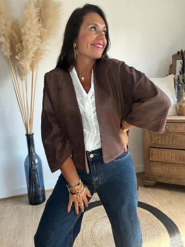 Veste suédine marron – Modèle Carlotta