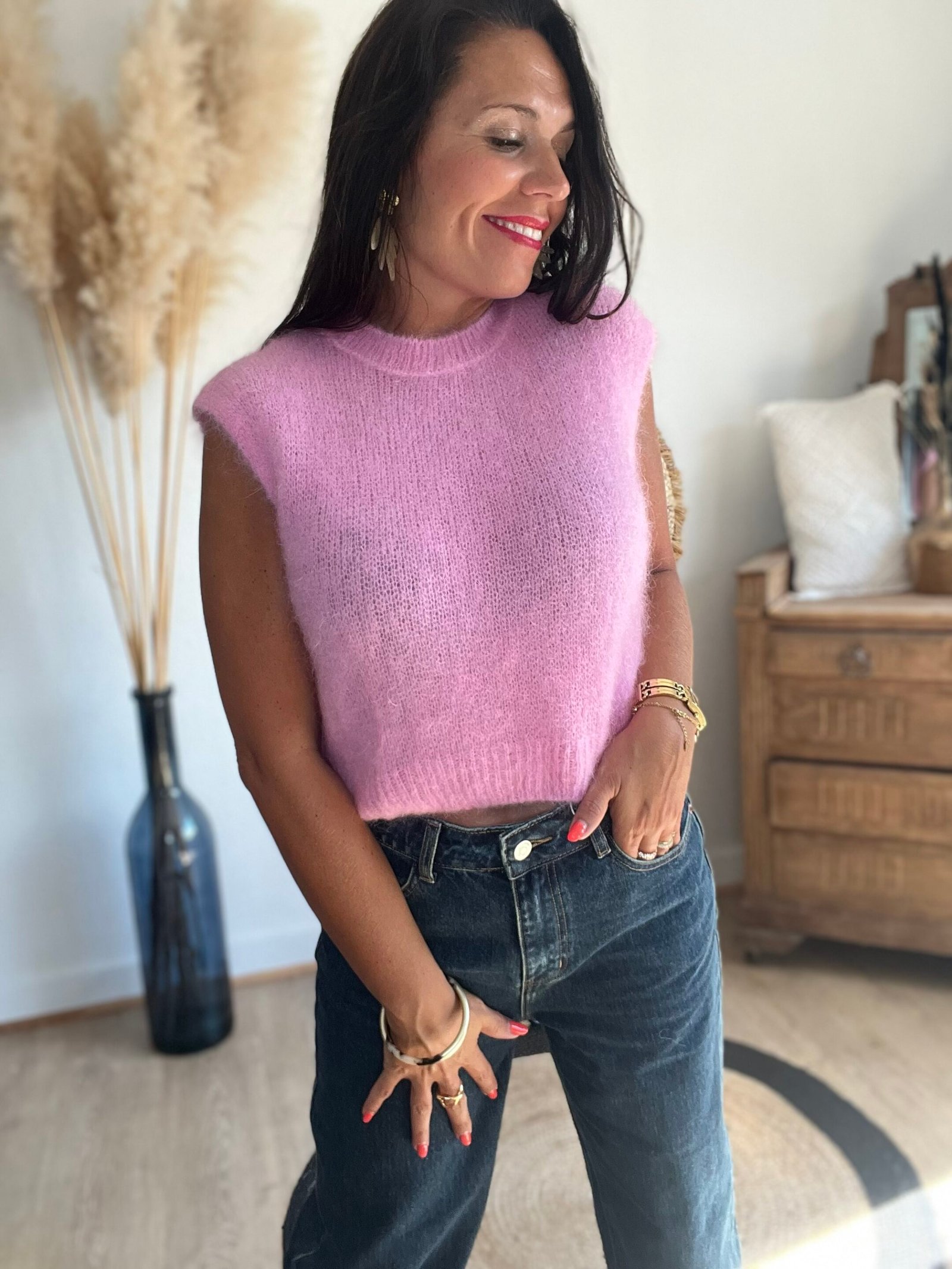 Pull sans manches fluffly – Modèle Callie