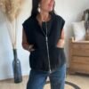 Veste noire sans manches à zip – Modèle Jamie