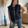 Veste noire sans manches à zip – Modèle Jamie