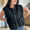 Veste noire sans manches à zip – Modèle Jamie