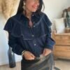 Chemise en jean à col volants  – Modèle Nanie