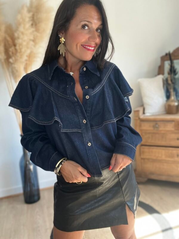 Chemise en jean à col volants  – Modèle Nanie