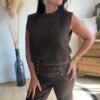 Pull sans manches marron – Modele Isa