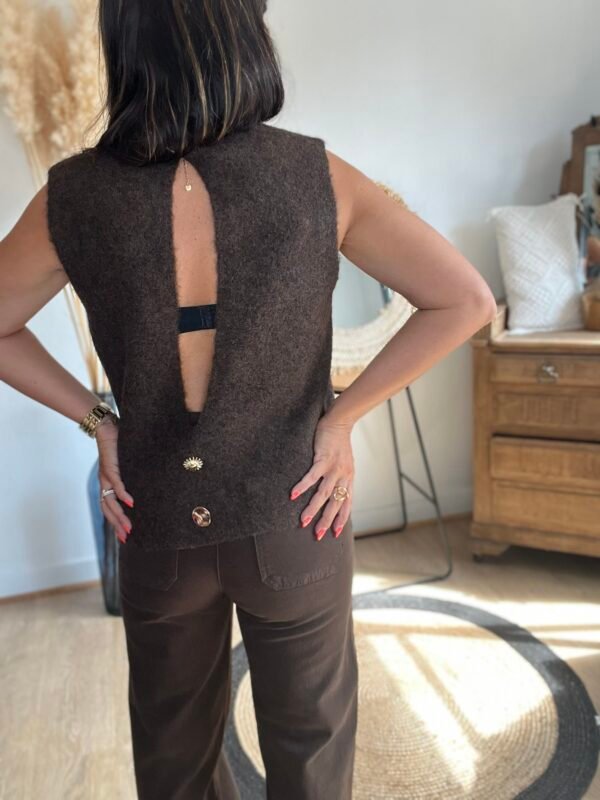 Pull sans manches marron – Modele Isa
