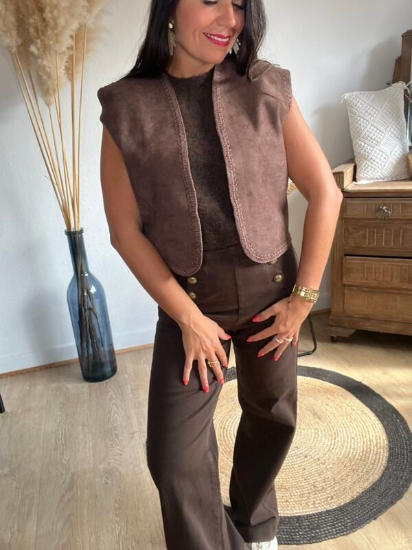 Boléro suédine marron – Modèle Carlotta